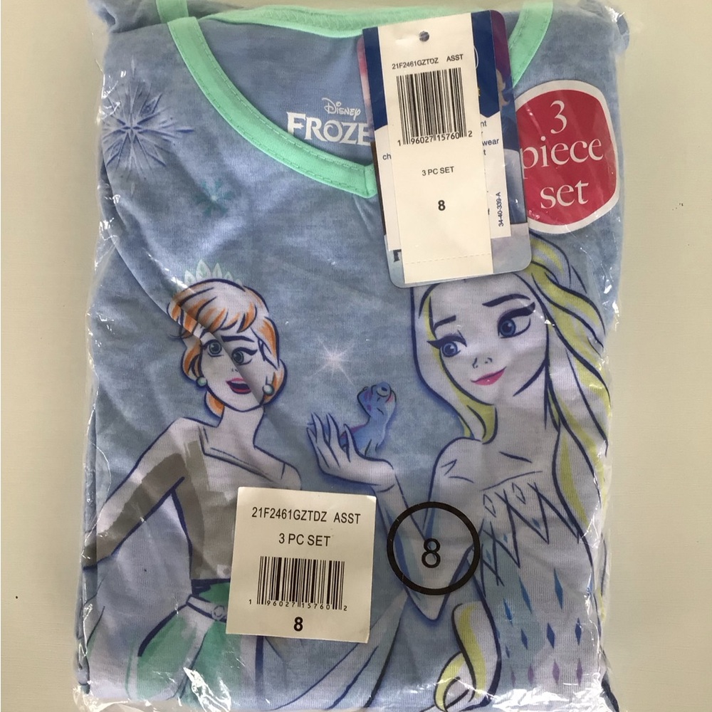 Disney Frozen Blue Pajama Set with Elsa and Anna - Picture 1 of 1